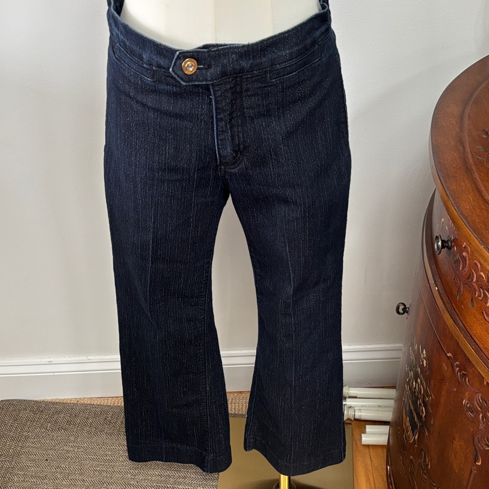 NYDJ Dark Indigo & Gold thread Wide Leg Jeans 4P